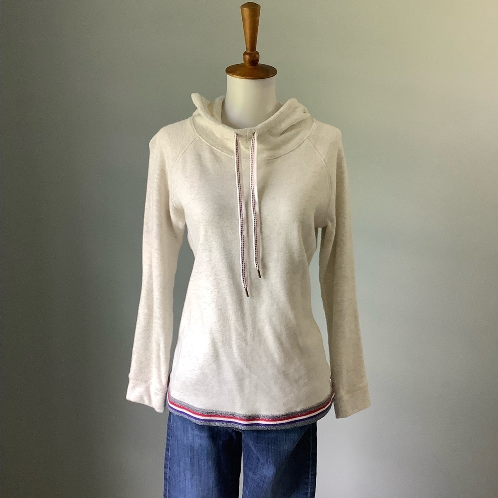 T by Talbots Heather Beige Terry Hooded Sweatshirt Size XS